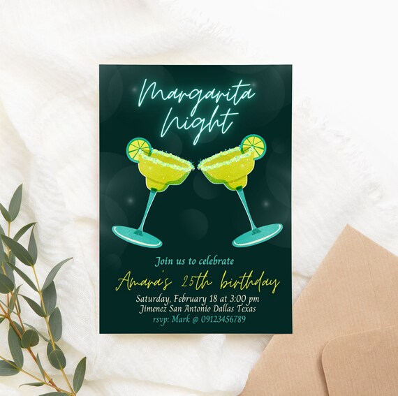Margarita Night Birthday Invitation Canva Template - Etsy