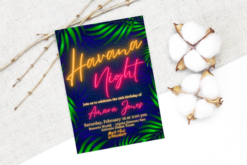 Havana Night - Tropical Birthday - Summer Cuban Invite Template - Made ...