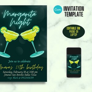 Margarita Night Birthday Invitation Canva Template - Etsy