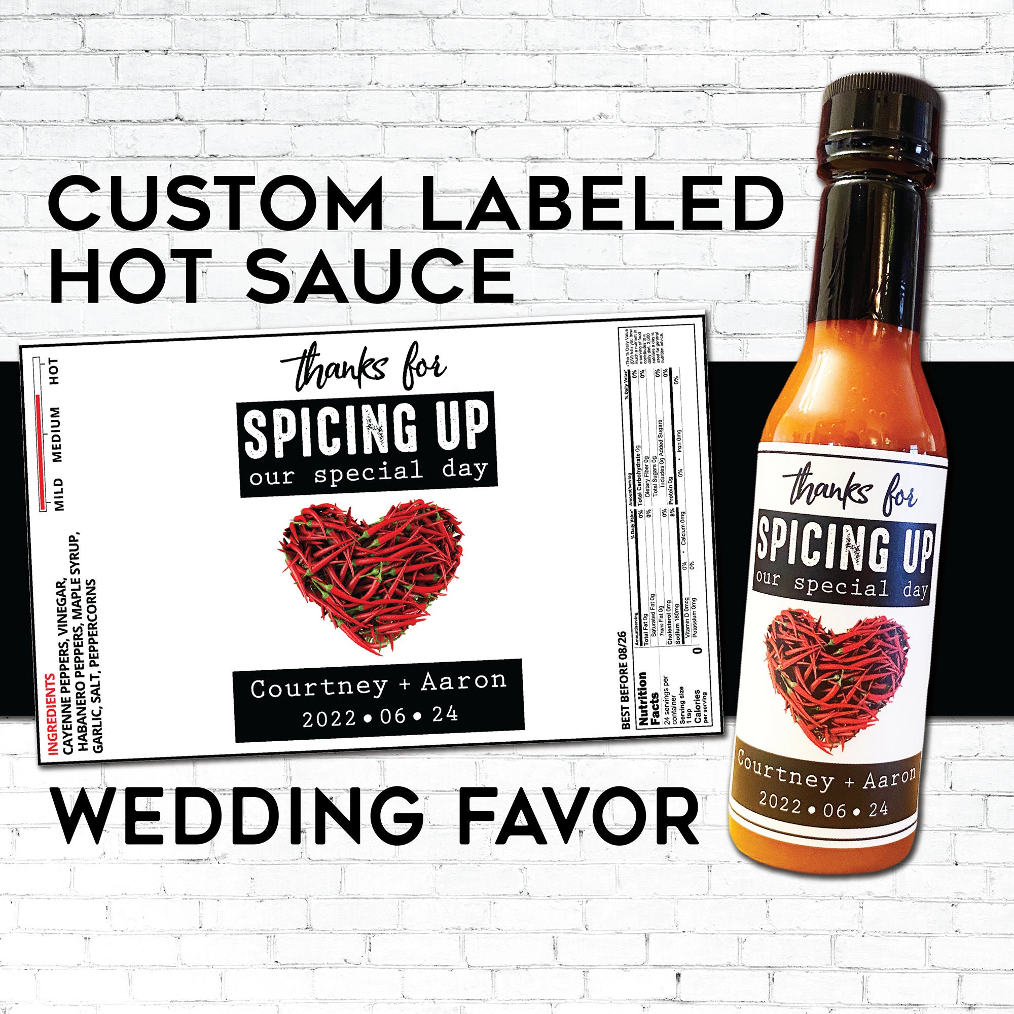 Hot Sauce Wedding Favour Custom Label Hot Sauce Unique - Etsy