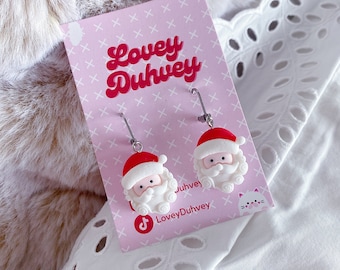 Santa earrings | Christmas earrings | holiday jewelry | father christmas earrings | jewelry stocking stuffer | festive earrings | xmas hoops