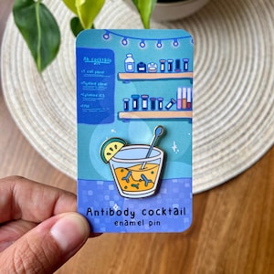 Antibody cocktail science enamel pin | Cute immunology pin for laboratory scientist | Molecular biology, immunology, neuroscience gift
