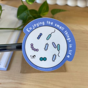 Microbiology Vinyl Sticker | Bacteria microbes microscope | Gift for PhD Students, Scientists & Researchers | Laptop, Notebook, Water Bottle