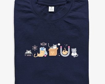 Fysikkatter T-shirt | Present till fysiker, fysiklärare, kattälskare eller fysikstudent | Söt fysik-t-shirt för kvinnor inom STEM