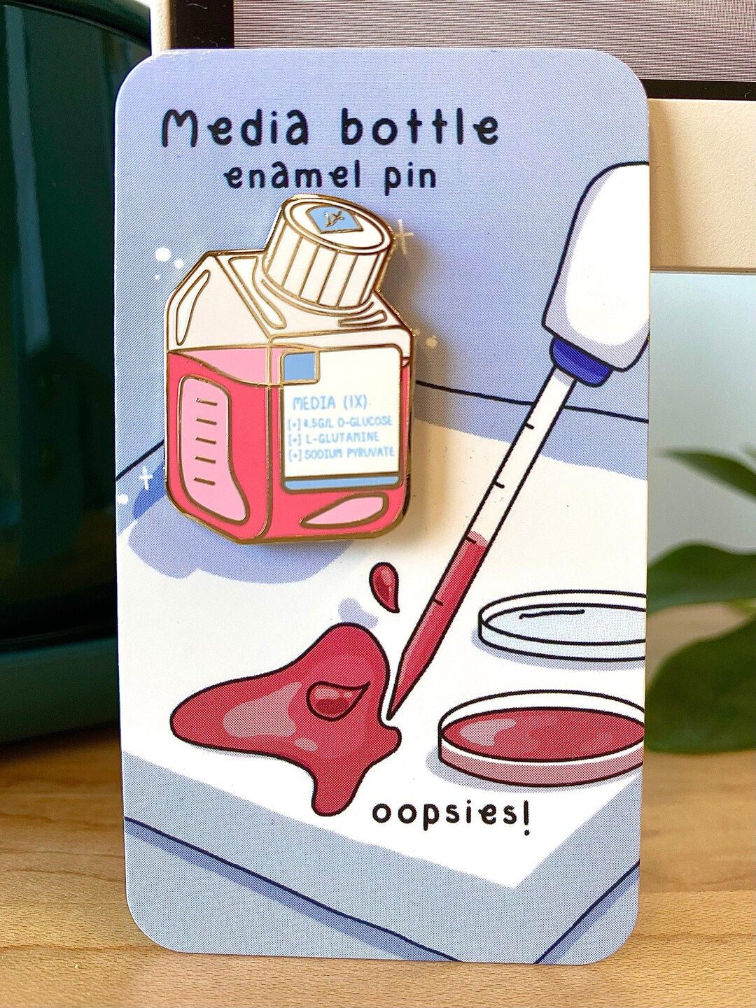 Media Bottle Enamel Pin | Cute Cell Biology Pin for Laboratory ...