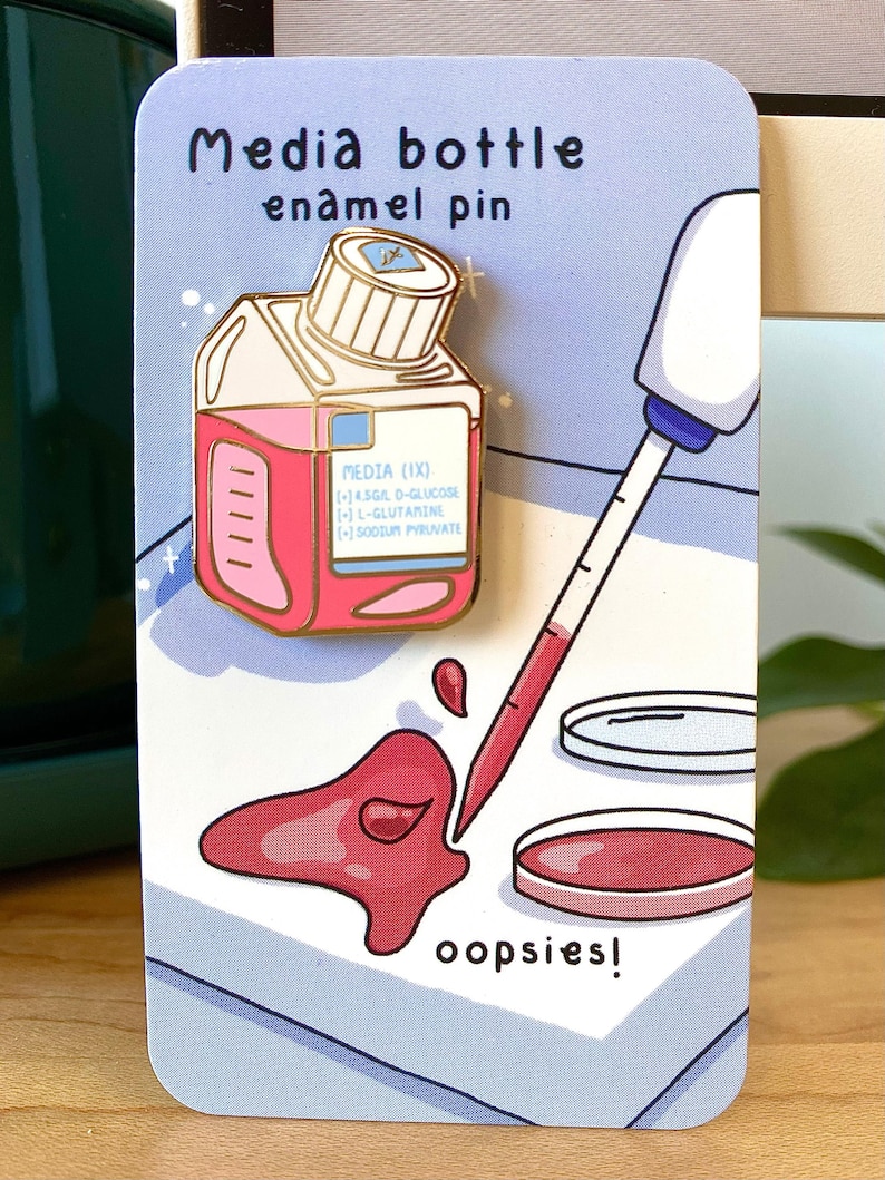Media bottle enamel pin