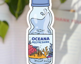 Sticker vinyle Ocean Juice REEFreshing | Sticker récif de corail | Sticker biologie marine | Cadeau pour biologiste marin, coraux océaniques mignons