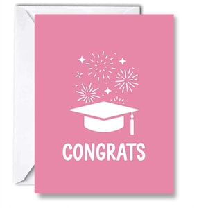 Cartão de formatura fofo para ela com envelope | Cartão de formatura para formatura de doutorado, formatura de faculdade, ensino médio | Em rosa, azul ou amarelo