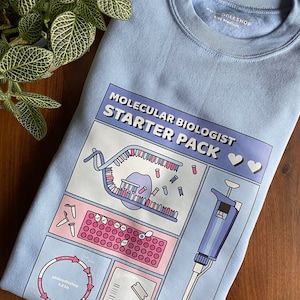 Molecular Biologist Starter Pack Crewneck Sweatshirt  | Gift for Molecular Biologist, Laboratory, PhD, DNA polymerase, PCR, micropipette