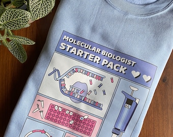 Felpa girocollo con cappuccio per principianti di biologia molecolare / Regalo per biologo molecolare, laboratorio, dottorato di ricerca, DNA polimerasi, PCR, micropipetta