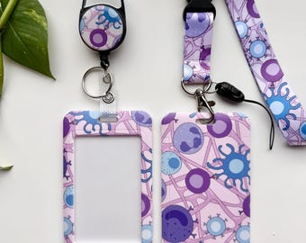 Immunology Card Holder Set | Immunology lanyard, badge reel, and card holder