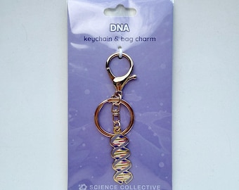 Llavero metálico con diseño de ADN / Regalo para biólogos, bioquímicos, profesores de biología y científicos de laboratorio.