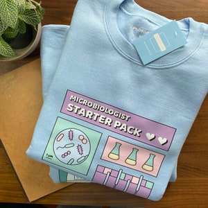 Microbiologist Starter Pack Sweatshirt | Blue microbiology crewneck | Gift for microbiologists,  molecular biologists scientists