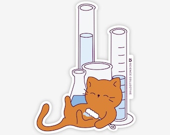 Lazy Cat Vinyl Sticker | Biochemistry Sticker for Laboratory Scientists