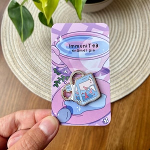 ImmuniTEA enamel pin | Cute immunology pin for laboratory scientist | Cell biology, molecular biology, immunology, neuroscience gift