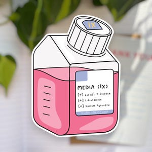 Media Bottle Vinyl Sticker | Cell Biology Sticker, Cell Culture, Cute Science Sticker, STEM, Immunology, Molecular Biology, Neuroscience