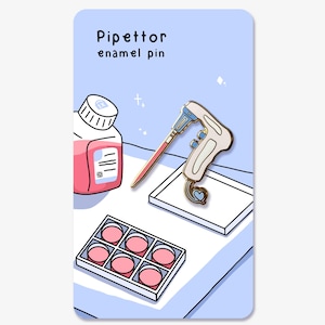Pipettor enamel pin | Cute cell biology pin for laboratory scientist | Cell biology, molecular biology, immunology, neuroscience gift