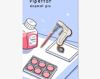 Spilla smaltata con pipetta / Spilla carina per biologia cellulare per scienziati di laboratorio / Regalo per biologia cellulare, biologia molecolare, immunologia, neuroscienze