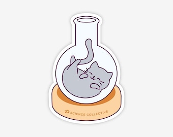 Round Bottom Flask Vinyl Sticker | Chemistry Cat Sticker