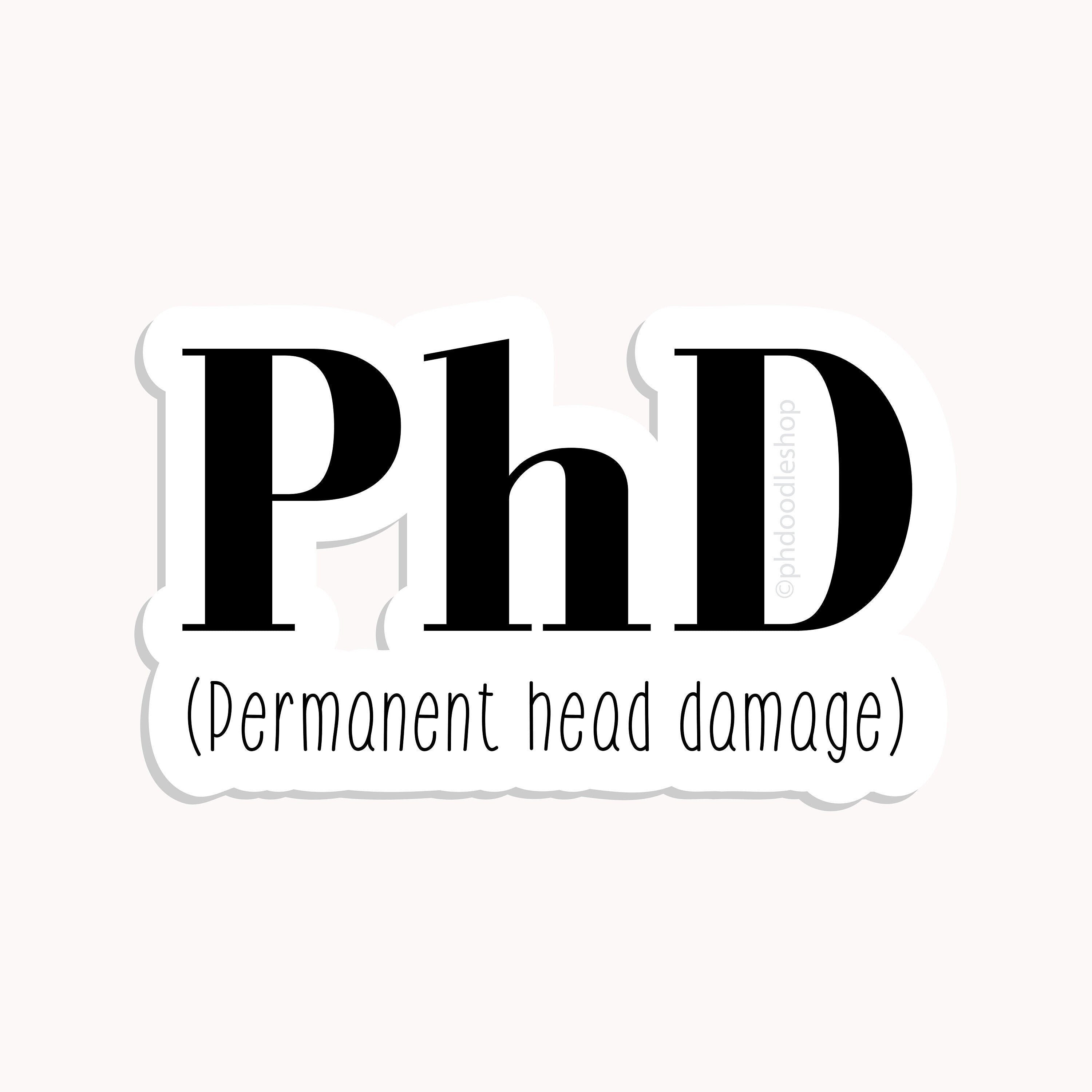 PhD (.abb) Permanent head damage Sticker for Sale by Safwen