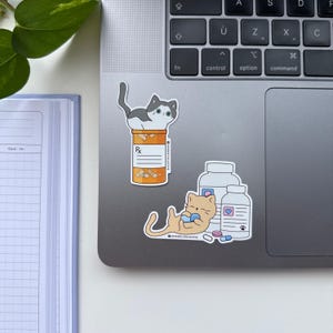 Cat + Pill Bottle Vinyl Sticker