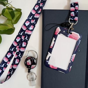 Juego de porta tarjetas de cultivo celular / Lindo cordón, porta credencial y porta tarjetas de biología celular / Regalo para biólogo celular