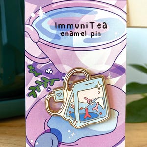 ImmuniTEA enamel pin | Cute immunology pin for laboratory scientist | Cell biology, molecular biology, immunology, neuroscience gift