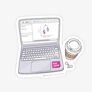 Kaffee & Daten Vinyl Aufkleber | Niedlicher MINT Sticker Daten-Wissenschafts- Forschen Daten-Analytikerin