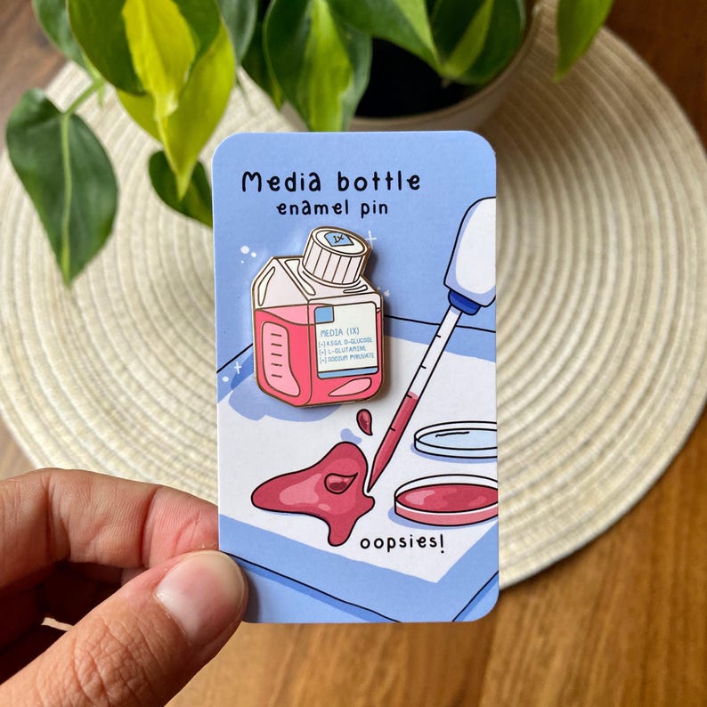 Media bottle enamel pin
