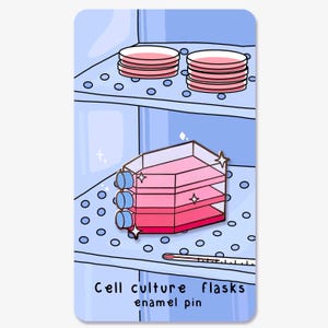Spilla smaltata con fiasche per colture cellulari / Simpatica spilla di biologia cellulare per scienziati di laboratorio / Biologia cellulare, biologia molecolare, immunologia, neuroscienze