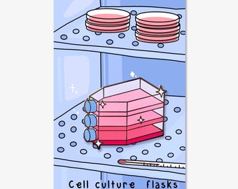 Cell culture flasks enamel pin | Cute cell biology pin for laboratory scientist | Cell biology, molecular biology, immunology, neuroscience