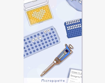 Spilla smaltata con micropipetta / simpatico regalo di laboratorio scientifico per scienziati biomedici o studenti di biochimica