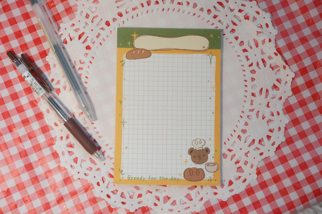 Bready for the Day Notepad || Cute Bread Pun Notepad || Kawaii ...