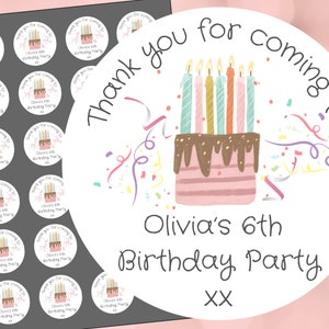 Personalised children’s party bag stickers, party, thank you stickers