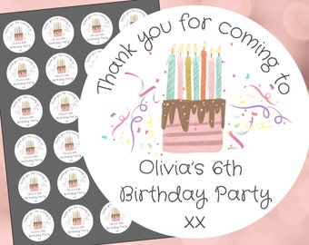 Personalised children’s party bag stickers, party, thank you stickers