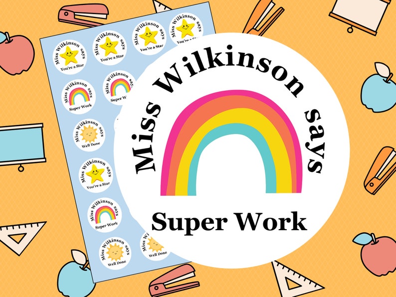 Personalised Teacher Stickers, teacher reward stickers, primary teachers Super work