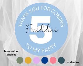 Pegatinas personalizadas para bolsas de fiesta infantiles, nombre, edad, pegatinas de agradecimiento, cumpleaños, conos de dulces, etiquetas para bolsas