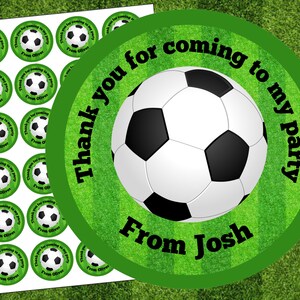 Personalised football children’s party bag stickers, party, thank you stickers