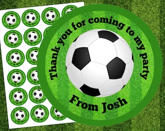Pegatinas personalizadas para bolsas de fiesta infantiles de fútbol, pegatinas de agradecimiento para fiestas.