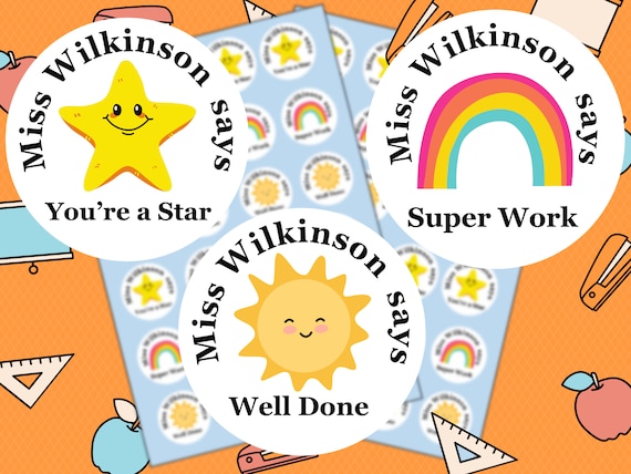 Personalised Teacher Stickers Teacher Reward Stickers - Etsy UK