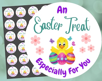 Easter Treat Stickers, Happy Easter Party Bags, Gifts Sweet Cones Treats Sweet Bag Labels