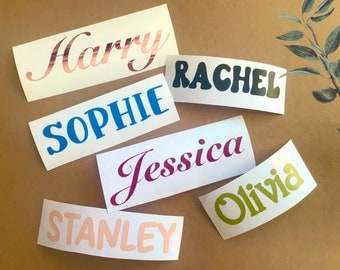 Name labels, vinyl name stickers, personalised labels for water bottles, notebooks, glass, birthdays, weddings, name labels, vinyl decals