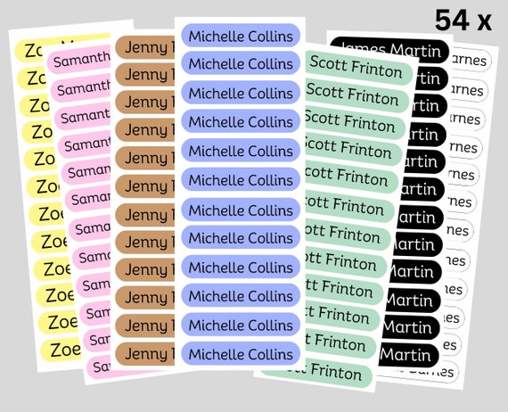 Water resistant name labels, personalised stickers , sticker colours, for lunch boxes, water bottles, kids school, any items