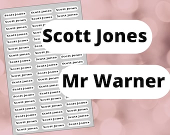 Custom name labels, personalised matt/water resistant  stickers , for lunch boxes, water bottles, kids school, tags