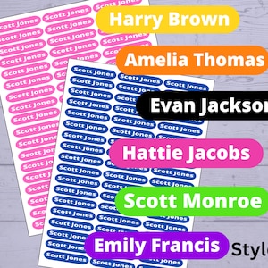 Personalised name stickers, Water resistant name Labels for  Lunch Box, bottles, children’s School things, birthday sweet bags, sweet cones