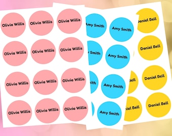 Custom name labels, personalised stickers , sticker colours, for lunch boxes, water bottles, kids school, any items