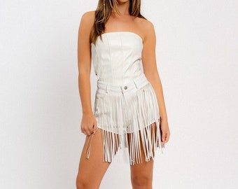 Bestselling Women's Fringe High Waisted Denim Shorts - Casual Club Country Music Festival Party Beach Concert Tassel Trendy Fashion white