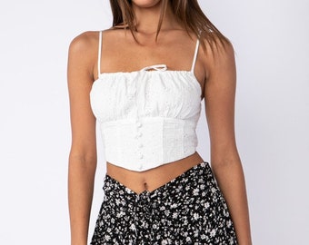 Purity Eyelet Crop Tank Top