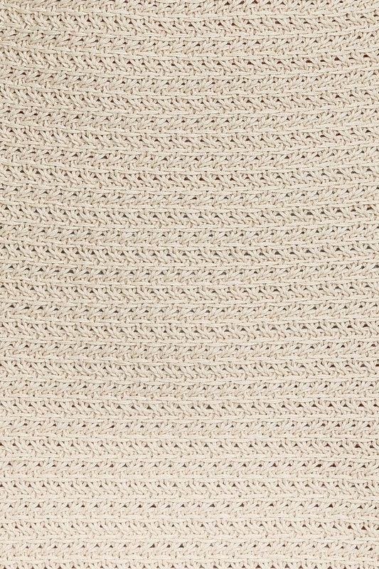Beachside Crochet Knit Long Sleeve Midi Dress Tangerine