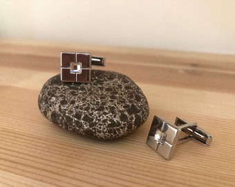 Elegant Vintage Signed Yves Saint Laurent Platinum & Cubic Zirconia Cuff Links